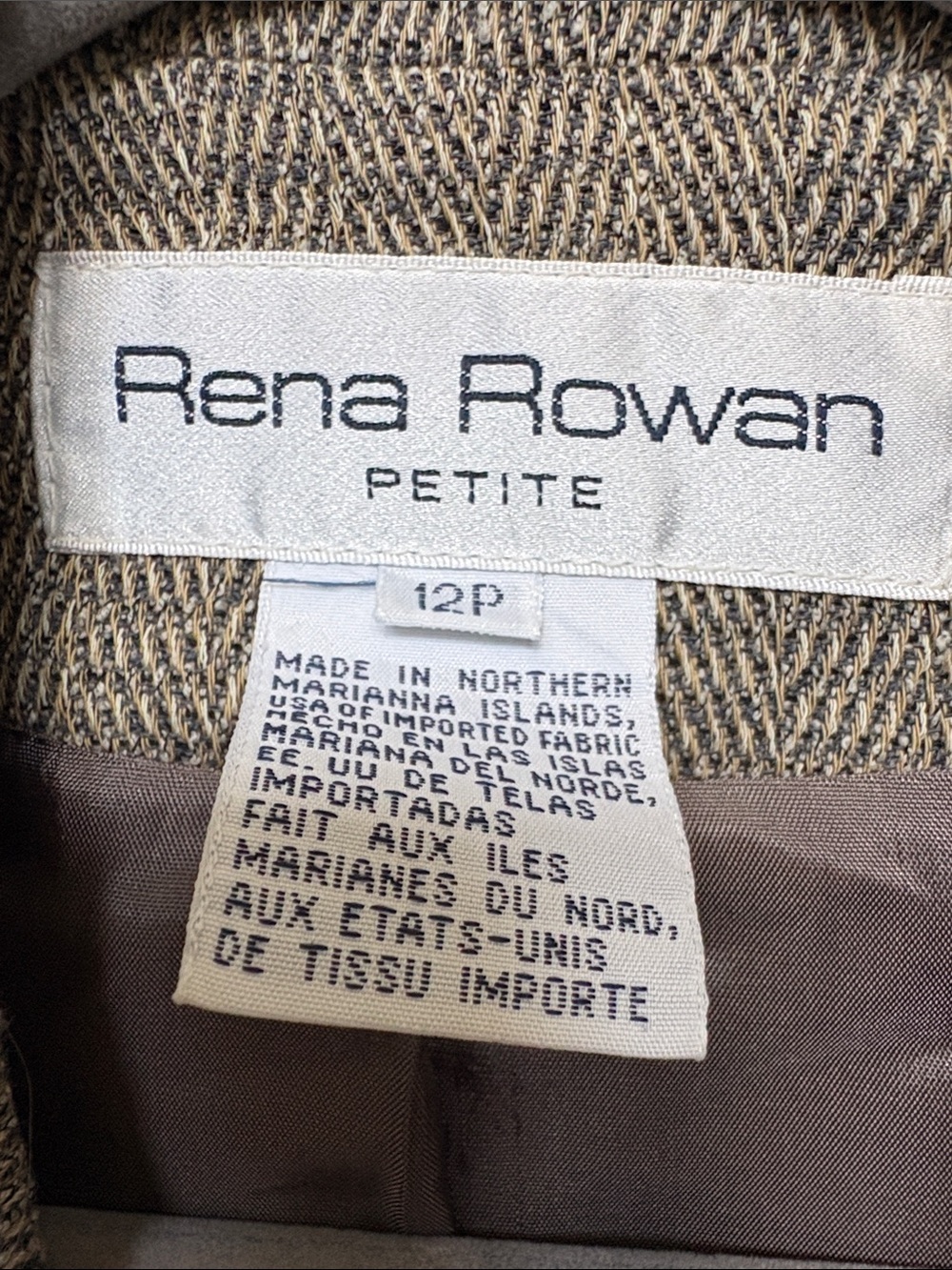 Rena Rowan Women's Taupe Herringbone Blazer Jacket - Picture 2 of 14